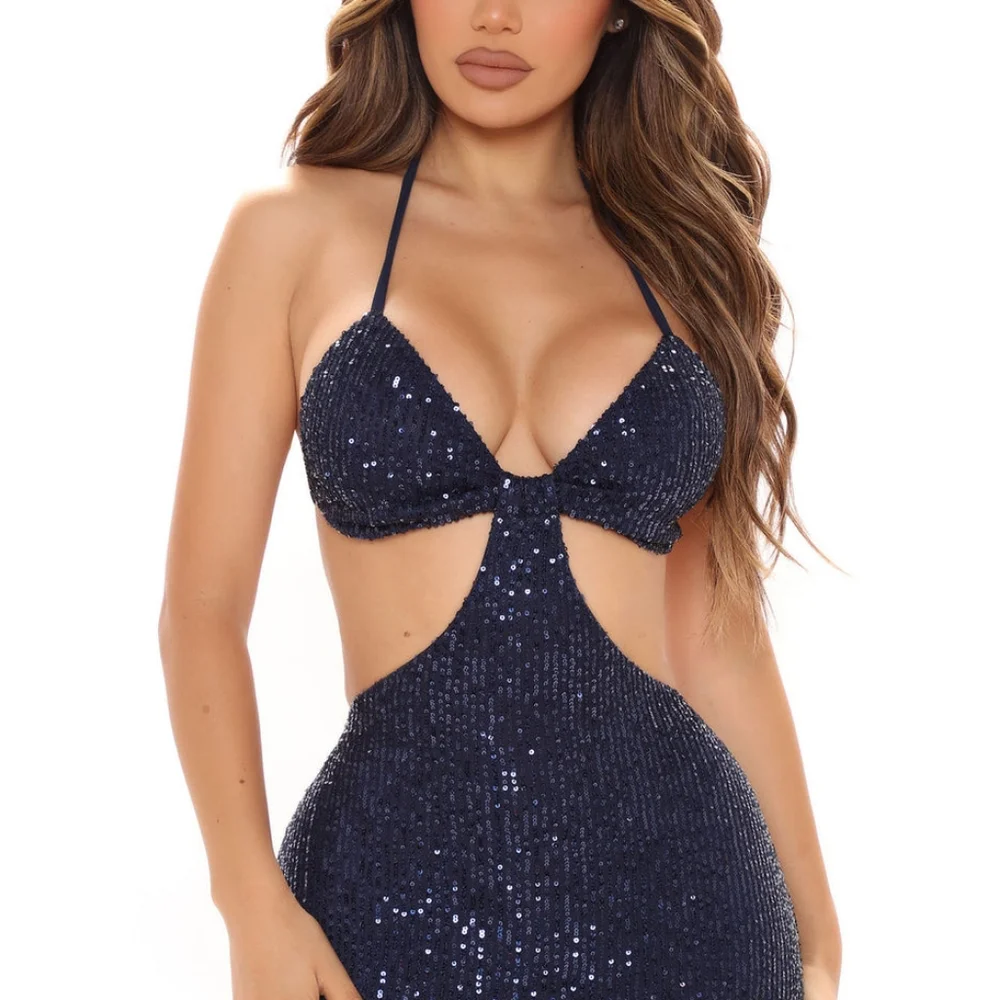 Sequin Sensation Midi Dress - Navy - Picture 3 of 6